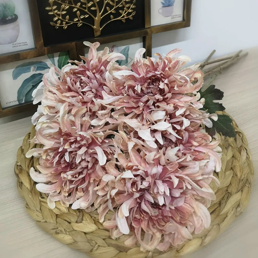 Искусственные цветы в Пензе | Цветок искусственный «Хризантема», персиково-розовая, одиночный