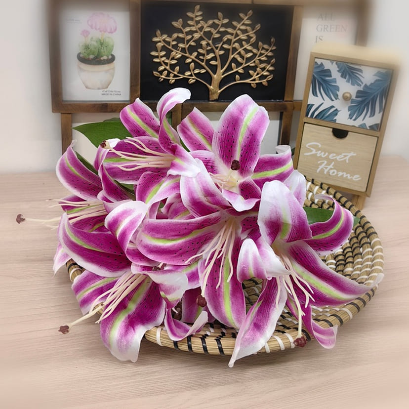 Искусственные цветы в Пензе | Цветы искусственные «Лилии крупные», розово-сиреневые, букет