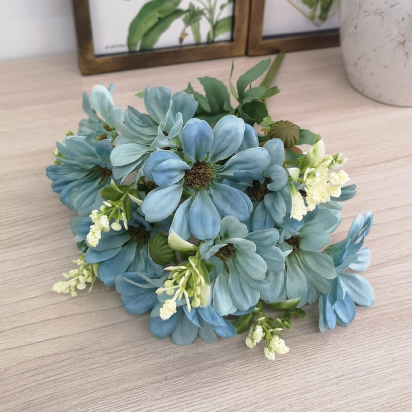 Искусственные цветы в Пензе | Цветы искусственные «Ромашки с бутонами», голубые, букет