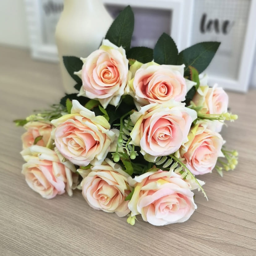 Искусственные цветы в Пензе | Цветы искусственные «Розы острые», розовато-молочные, букет