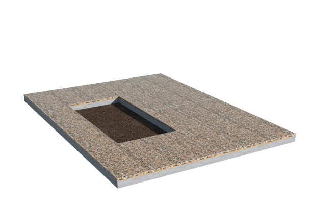 Площадки на могилу в&nbsp;Пензе | Площадка с облицовкой Южно-Султаевским гранитом (под цветник)