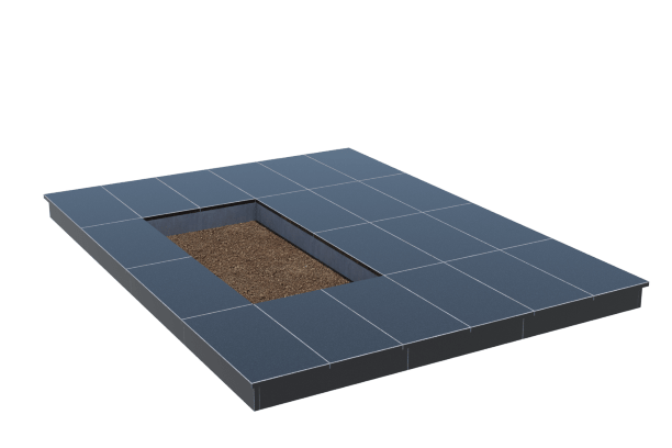 Площадки на могилу в&nbsp;Пензе | Площадка с вертикальной (10 см) облицовкой гранитом Габбро (под цветник)